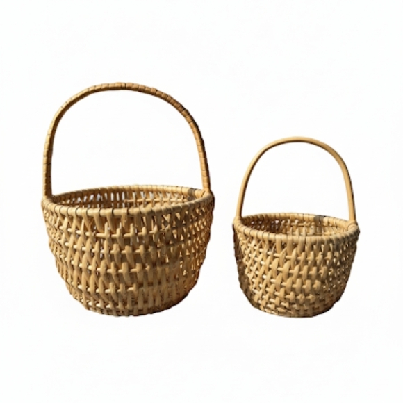 Set of Two  Hanging Woven Baskets - Picture 1 of 5